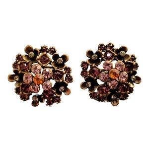 Vintage LaVintage Antique Gold Brasz Earrings Pierced NIB